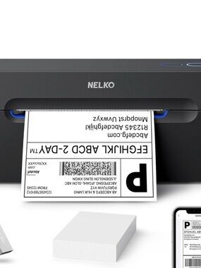 Elk Thermal Label Printer in Black with Blue Accents